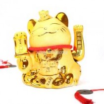 金色陶瓷招財貓禮品